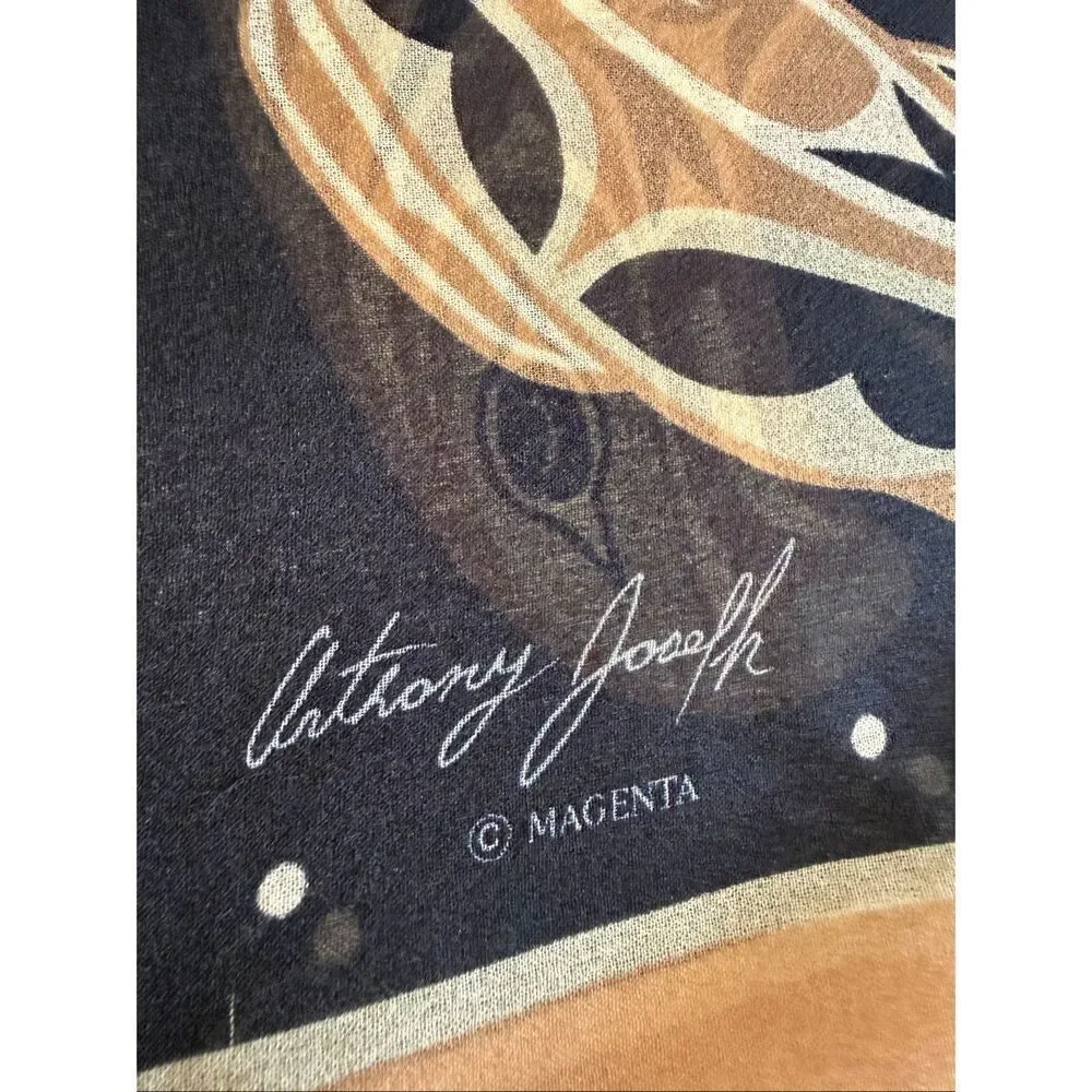 Vintage Anthony Joseph Scarf Coast Salish ‘Circle of Life’ Salmon Art Earthy